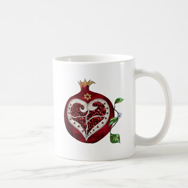 Mug Judaica Pomegranate Heart Hanoukka Rosh Hashanah (Droite)