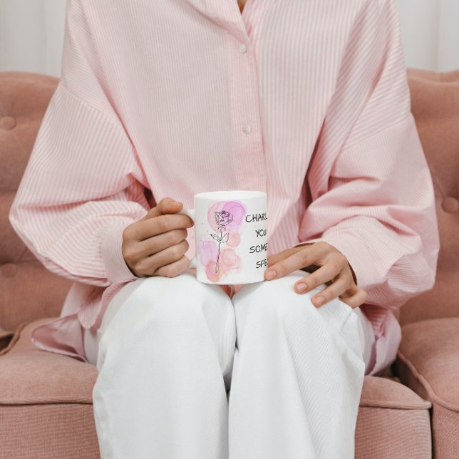 Mug Juin Fleur de naissance Rose rose violet ligne Art (Créateur téléchargé)