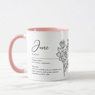 Mug Juin Mois de naissance Fleur Rose minimaliste