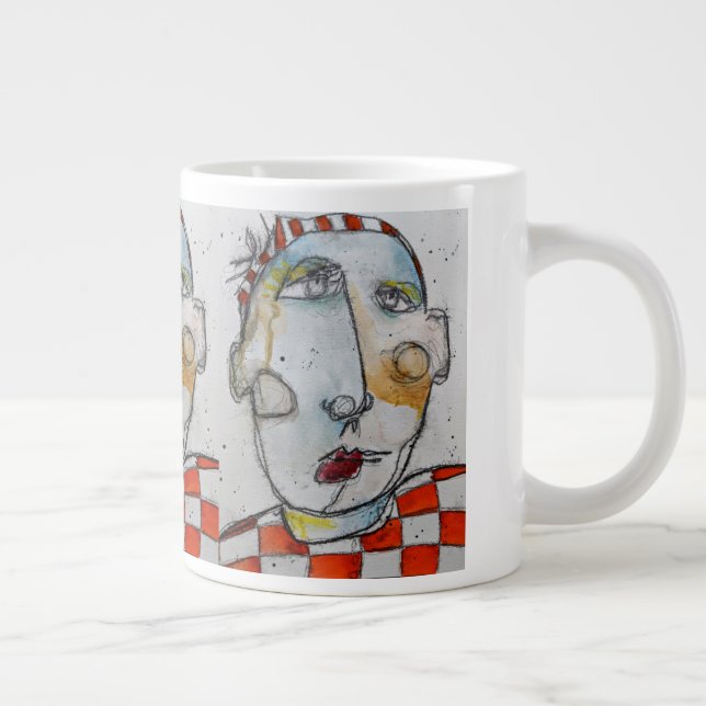 Mug Jumbo - À damiers orange (Droite)