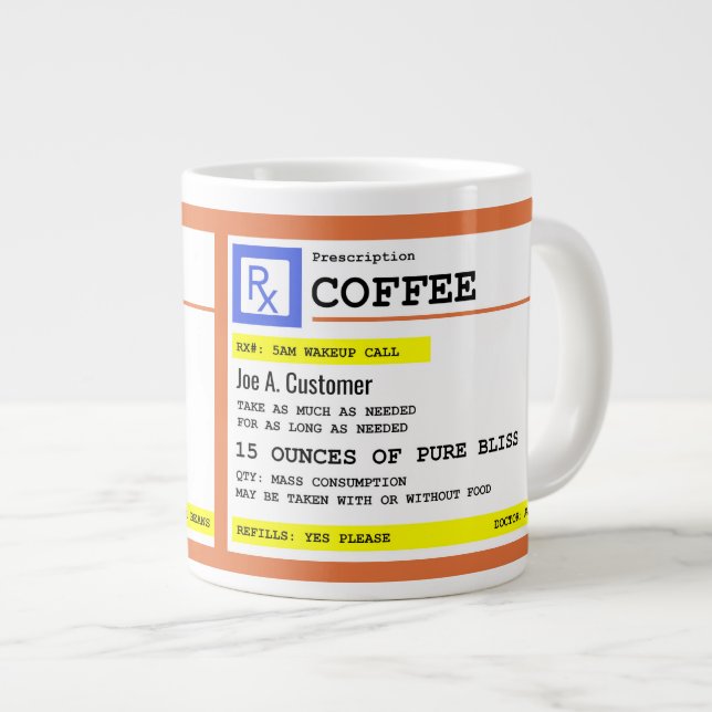 Mug Jumbo de café d'ordonnance avec nom personnali (Devant droit)