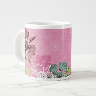 Mug Jumbo Fleurs Tropicales Rose