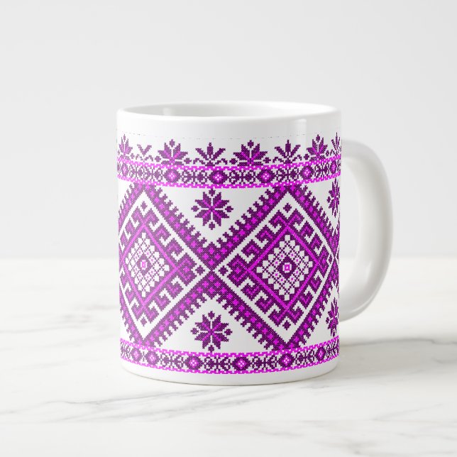 Mug Jumbo Ukrainian Purple Embroidery (Front Right)