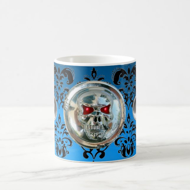 MUG JUMEAUX AQUA BLUE BLACK DAMASK (Centre)