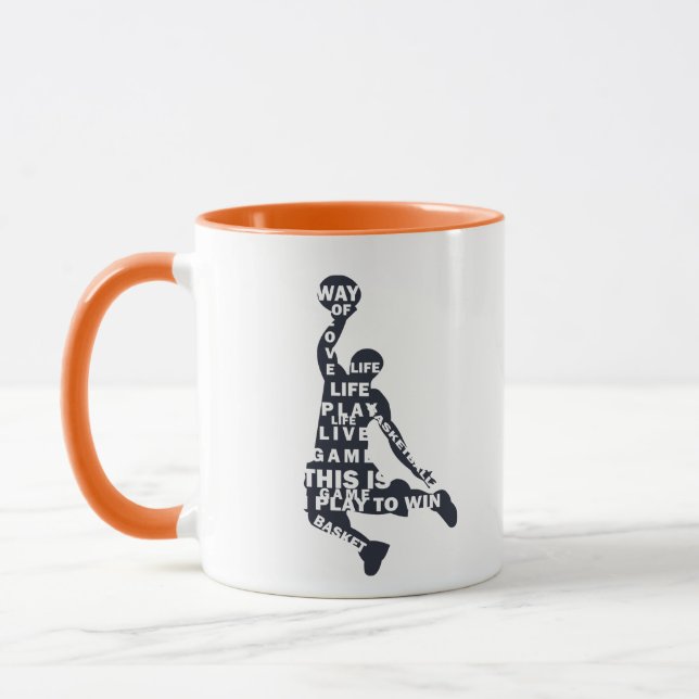 Mug Jump tir joueur de basket-ball avec texte complet (Gauche)