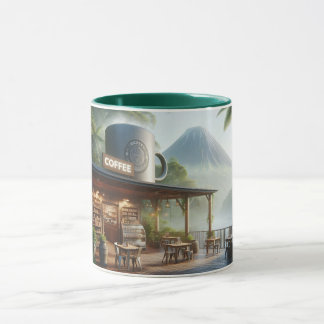 Mug Jungle Coffee Oasis with Majestic Volcano View