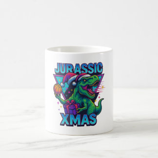 Mug Jurassic Xmas T-Rex - Retro 80s Neon Dinosaur Xmas