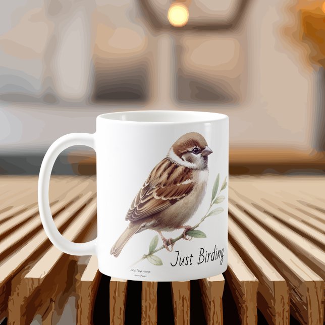 Mug Just Birding Sparrow (Créateur téléchargé)