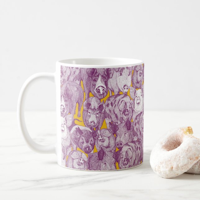 Mug just pigs purple yellow (Avec donut)