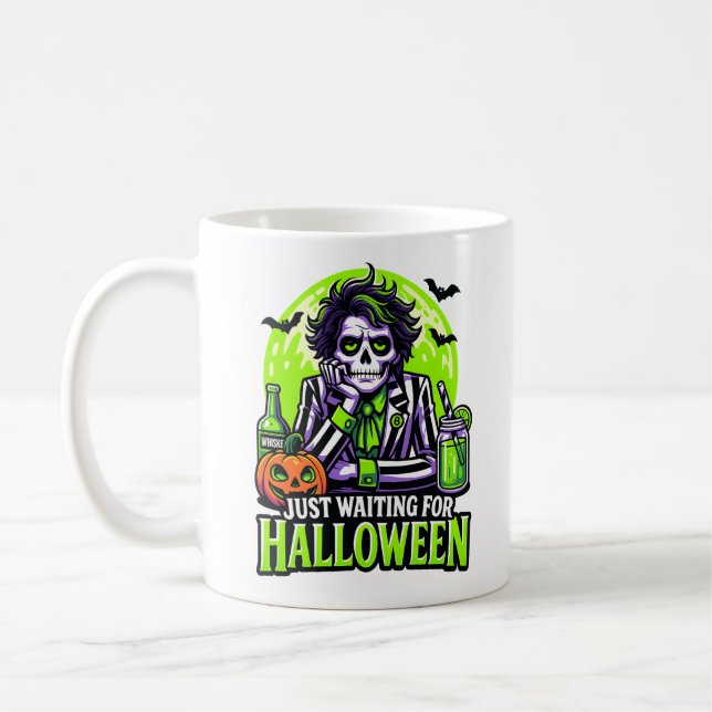 Mug Just Waiting for Halloween – Funny Spooky Season (Gauche)