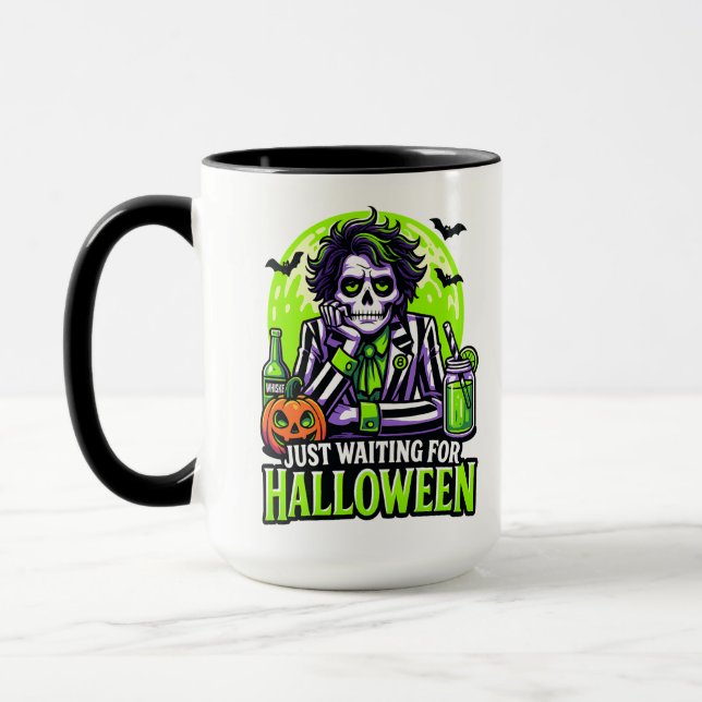 Mug Just Waiting for Halloween – Funny Spooky Season (Gauche)