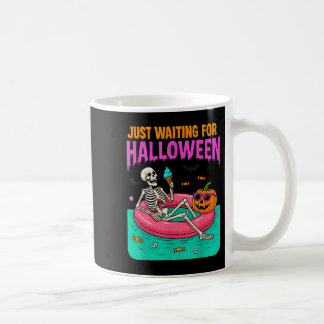 Mug Juste En Attente D'Halloween Skeleton Funny Éffray