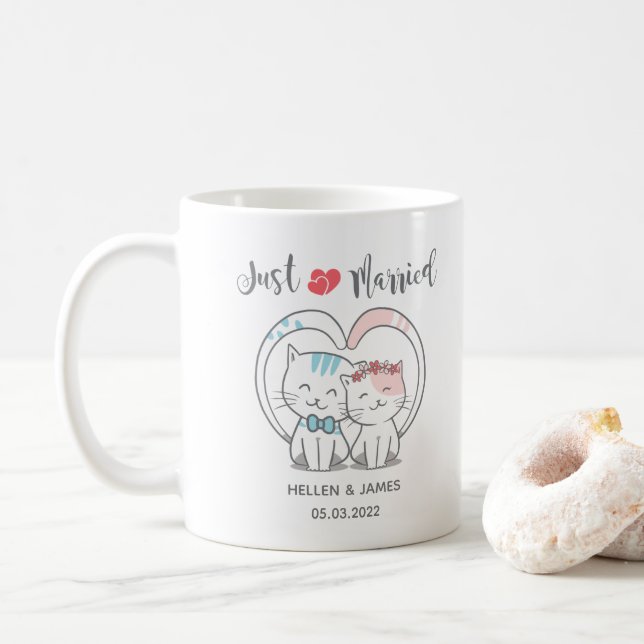 Mug Juste marié Mariage de chat (Avec donut)