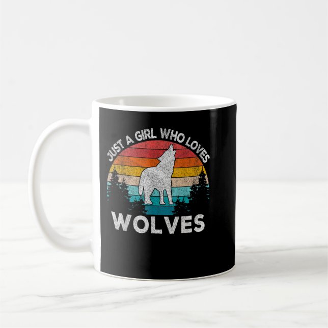 Mug Juste Une Fille Qui Aime Les Loups Retro Wolf Love (Gauche)