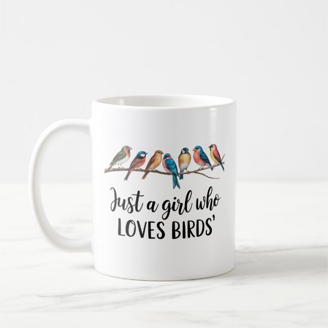 Mug Juste une fille qui aime les oiseaux Mignonne Aqua (Gauche)