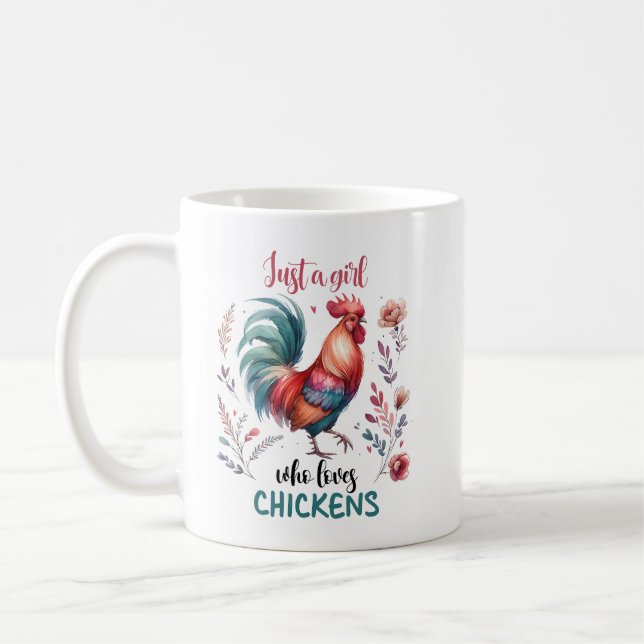 Mug "Juste une fille qui aime les poulets" Ferme verte (Gauche)