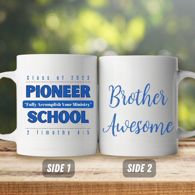 Mug JW Personalizable Pioneer School 2023 & 2 Tim 4:5 (Créateur téléchargé)