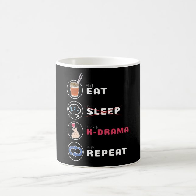 Mug K-Drama Shirt Eat Sleep Répéter (Centre)