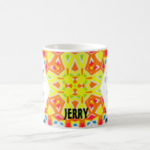 Mug Kaléidoscope géométrique bleu et jaune clair