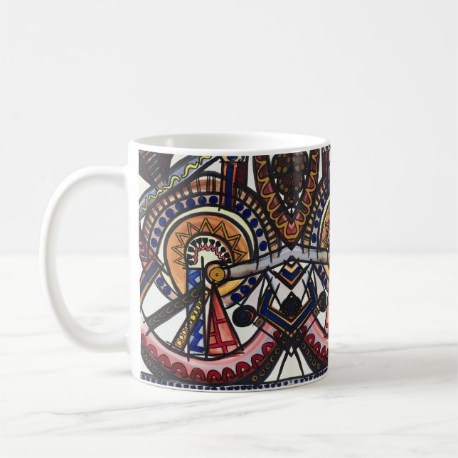 Mug Kaleidoscope-Hand Painted Modern Geometric  (Gauche)