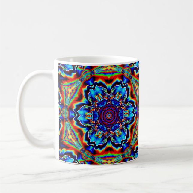 Mug Kaleidoscope psychédélique bleu rouge et vert (Gauche)
