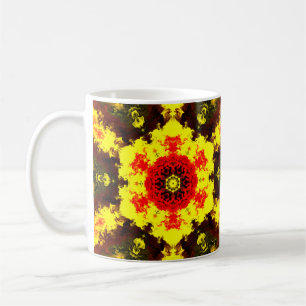 Mug Kaleidoscope psychédélique Fleur Jaune et Rouge
