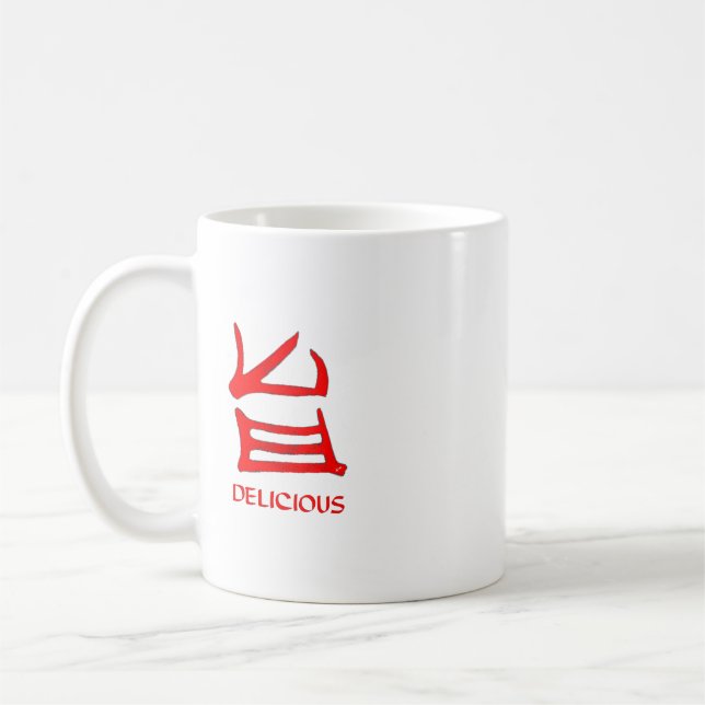 Mug Kanji Délicieux boue rouge (Gauche)