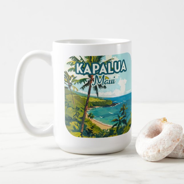 Mug Kapalua Maui Hawaii Bay Beach Vacances Rétro (Avec donut)