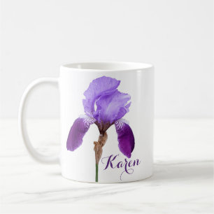Mug Karen nom fille mauve iris fleuri