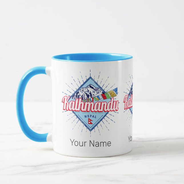 Mug Kathmandu Mountains Népal Retro Flags Souvenir (Gauche)