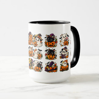 Mug Kawaii avec des fantômes et des citrouilles d'
