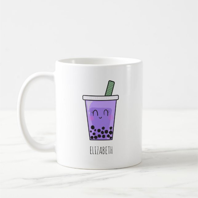 Mug Kawaii Bubble Tea Boba Taro Ube Purple Yam Nom (Gauche)