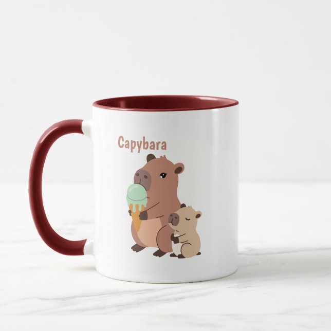 Mug Kawaii Capybara Coffee Cup, Funny Animal Gift, Aes (Gauche)