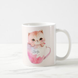 Mug Kawaii Chat Chibi Rose Blushing