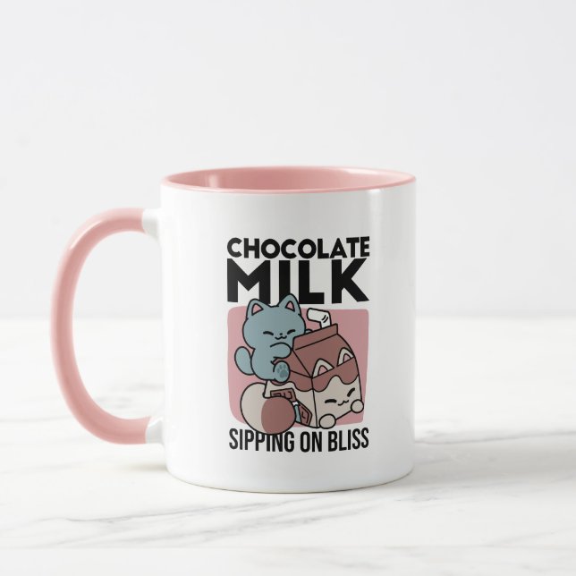 Mug Kawaii Chocolate Milk Cat – Cozy Drink & Cuteness  (Gauche)