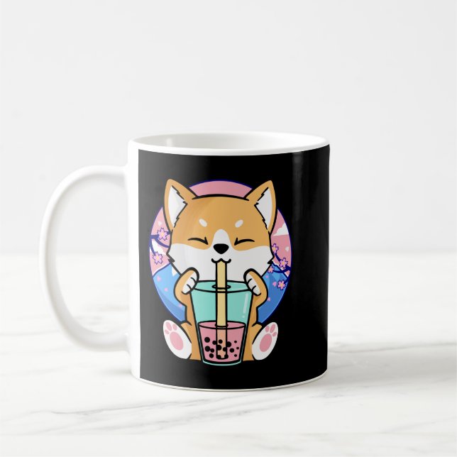 Mug Kawaii Corgi Chien Bubble Tea Boba Anime Neko Japa (Gauche)