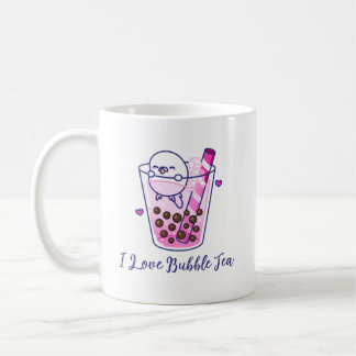 Mug Kawaii Cute Pastel Pink Budgie Boba Bubble Tea