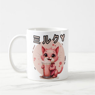 Mug kawaii fraise milkshake chat