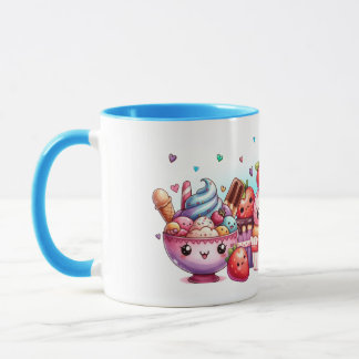 Mug Kawaii fraises et amis de la crème glacée