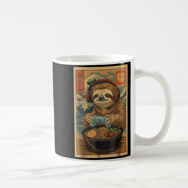 Mug Kawaii Japanese Ramen Sloth Retro Gaming Shirts Fo (Droite)