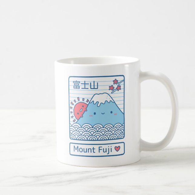 Mug Kawaii Love Mount Fuji Japon Doodle (Droite)