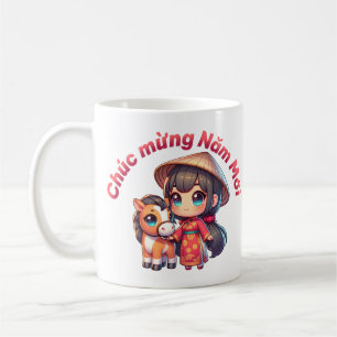 Mug Kawaii Nouvel An Vietnamien Fille & Cheval