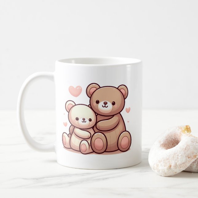 Mug Kawaii Teddy Bear Hug Art (Avec donut)