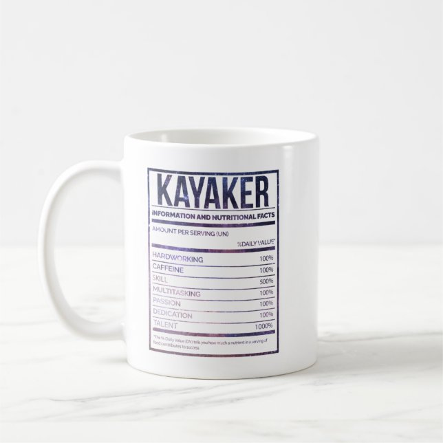 Mug Kayak Funny Kayaking Étiquette de la nutrition (Gauche)