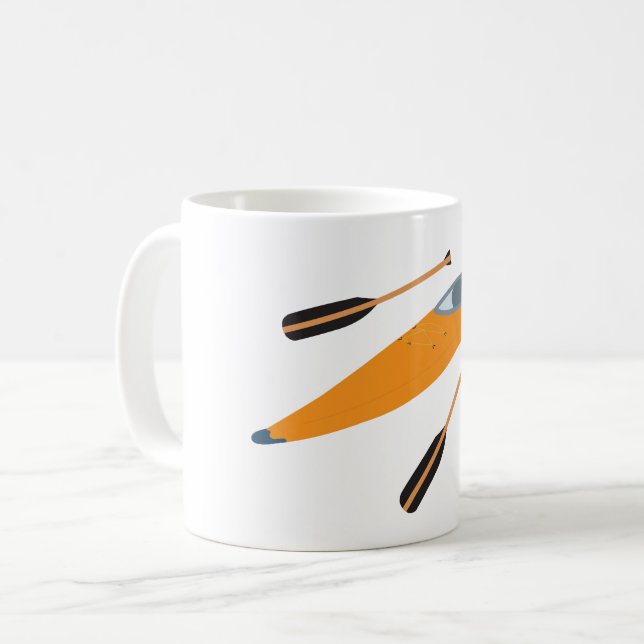 Mug Kayak orange avec des aviron (Devant gauche)