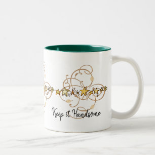 Mug Keep it Handsome Gold Stars Green
