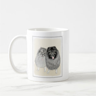 Mug Keeshond Maman et Son Peinture - Art Chien origina