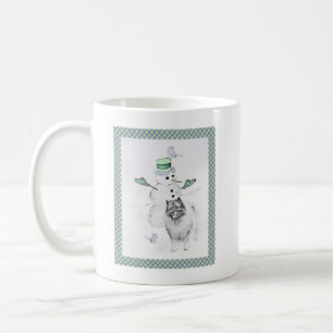 Mug Keeshond Noël Snowman Peinture Chien Art