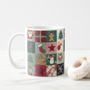 Mug Keramische mok met kerstpatchworkthema