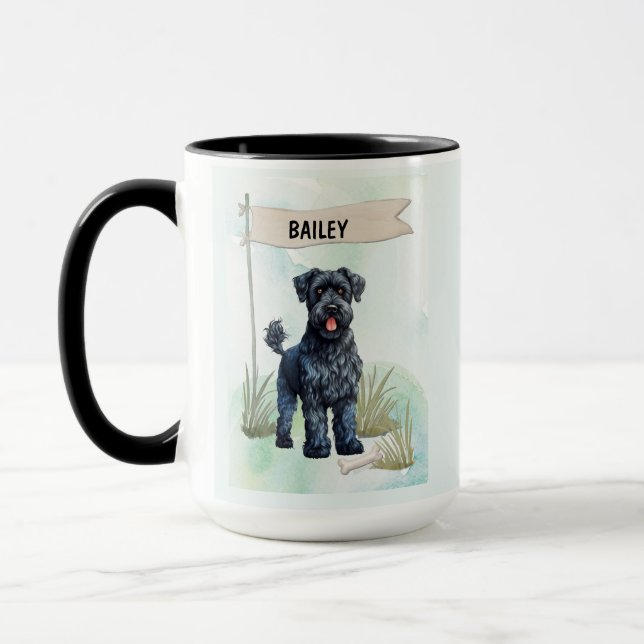 Mug Kerry Blue Terrier Watercolor Personalized  (Gauche)